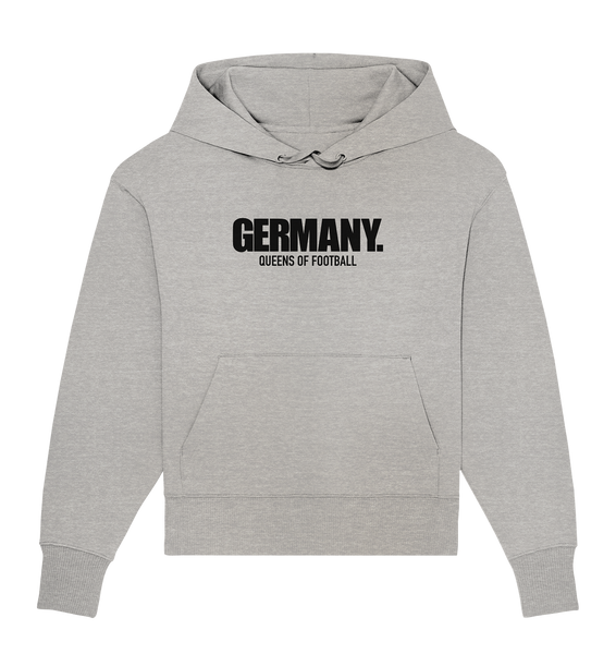 N.O.S.W. BLOCK Fanblock Hoodie "GERMANY. QUEENS OF FOOTBALL" Girls Organic Oversize Kapuzenpullover heather grau