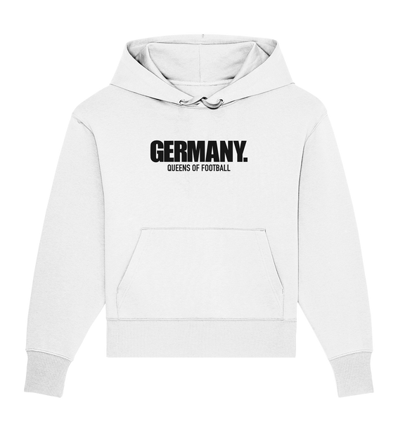 N.O.S.W. BLOCK Fanblock Hoodie "GERMANY. QUEENS OF FOOTBALL" Girls Organic Oversize Kapuzenpullover weiss
