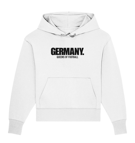 N.O.S.W. BLOCK Fanblock Hoodie "GERMANY. QUEENS OF FOOTBALL" Girls Organic Oversize Kapuzenpullover weiss