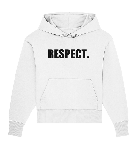 N.O.S.W. BLOCK Fanblock Hoodie "RESPECT." Girls Organic Oversize Kapuzenpullover weiss