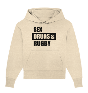 N.O.S.W. BLOCK Fanblock Hoodie "SEX, DRUGS & RUGBY" Girls Organic Oversize Kapuzenpullover natural raw