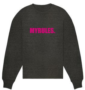 N.O.S.W. BLOCK Sweater "MYRULES." Girls Organic Oversize Sweatshirt dark heather grau