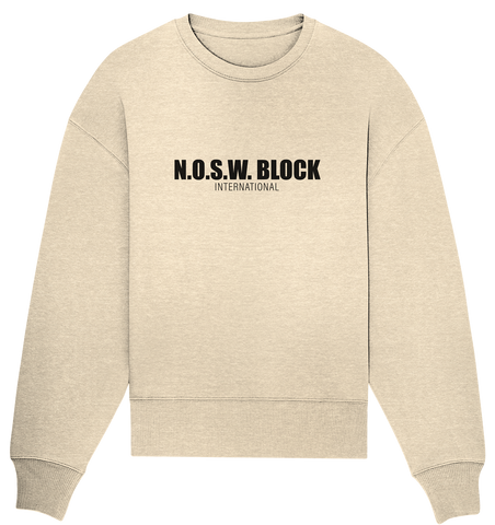 N.O.S.W. BLOCK Sweater "N.O.S.W. BLOCK INTERNATIONAL" Frauen Organic Oversize Sweatshirt natural raw