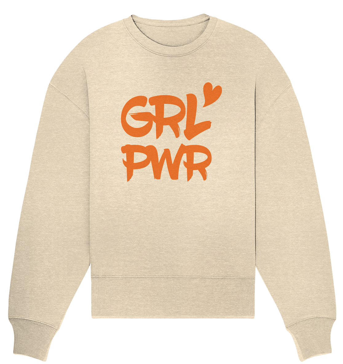 N.O.S.W. BLOCK Girls Sweater "GRL PWR" Organic Oversize Sweatshirt natural raw