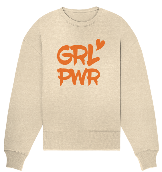 N.O.S.W. BLOCK Girls Sweater "GRL PWR" Organic Oversize Sweatshirt natural raw