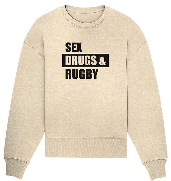 N.O.S.W. BLOCK Fanblock Sweater "SEX, DRUGS & RUGBY" Girls Organic Oversize Sweatshirt natural raw