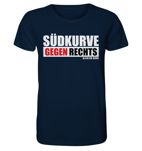 N.O.S.W. BLOCK Gegen Rechts Shirt "SÜDKURVE GEGEN RECHTS" Männer Organic T-Shirt navy