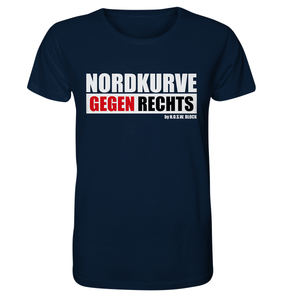 N.O.S.W. BLOCK Gegen Rechts Shirt "NORDKURVE GEGEN RECHTS" Männer Organic T-Shirt navy