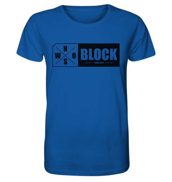 N.O.S.W. BLOCK Logo Shirt Männer Organic T-Shirt blau