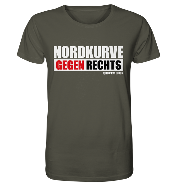 N.O.S.W. BLOCK Gegen Rechts Shirt "NORDKURVE GEGEN RECHTS" Männer Organic T-Shirt khaki