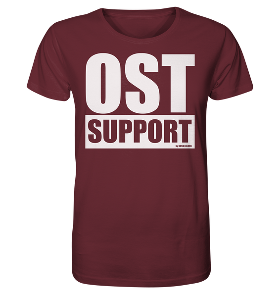 N.O.S.W. BLOCK Fanblock Shirt "OST SUPPORT" Männer Organic Rundhals T-Shirt weinrot