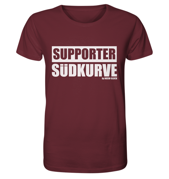 N.O.S.W. BLOCK Fanblock Shirt "SUPPORTER SÜDKURVE" Männer Organic T-Shirt weinrot