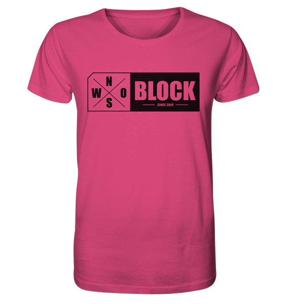 N.O.S.W. BLOCK Logo Shirt Männer Organic T-Shirt magenta