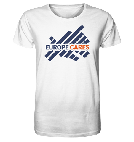 Europe Cares Shirt UNISEX Organic Rundhals T-Shirt Logo blau/orange 