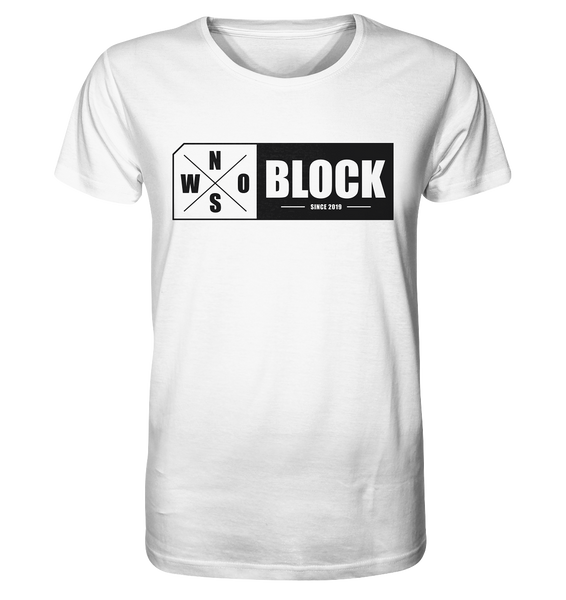 N.O.S.W. BLOCK Logo Shirt Männer Organic T-Shirt weiss