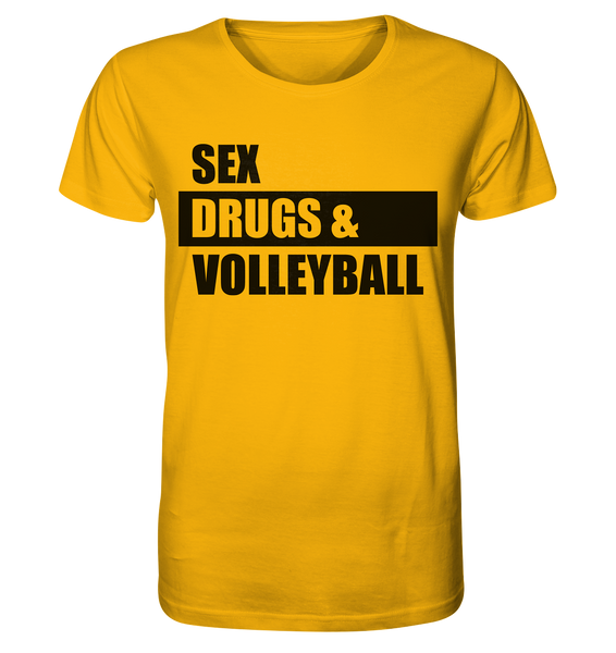 N.O.S.W. BLOCK Fanblock Shirt "SEX, DRUGS & VOLLEYBALL" Männer Organic T-Shirt gelb