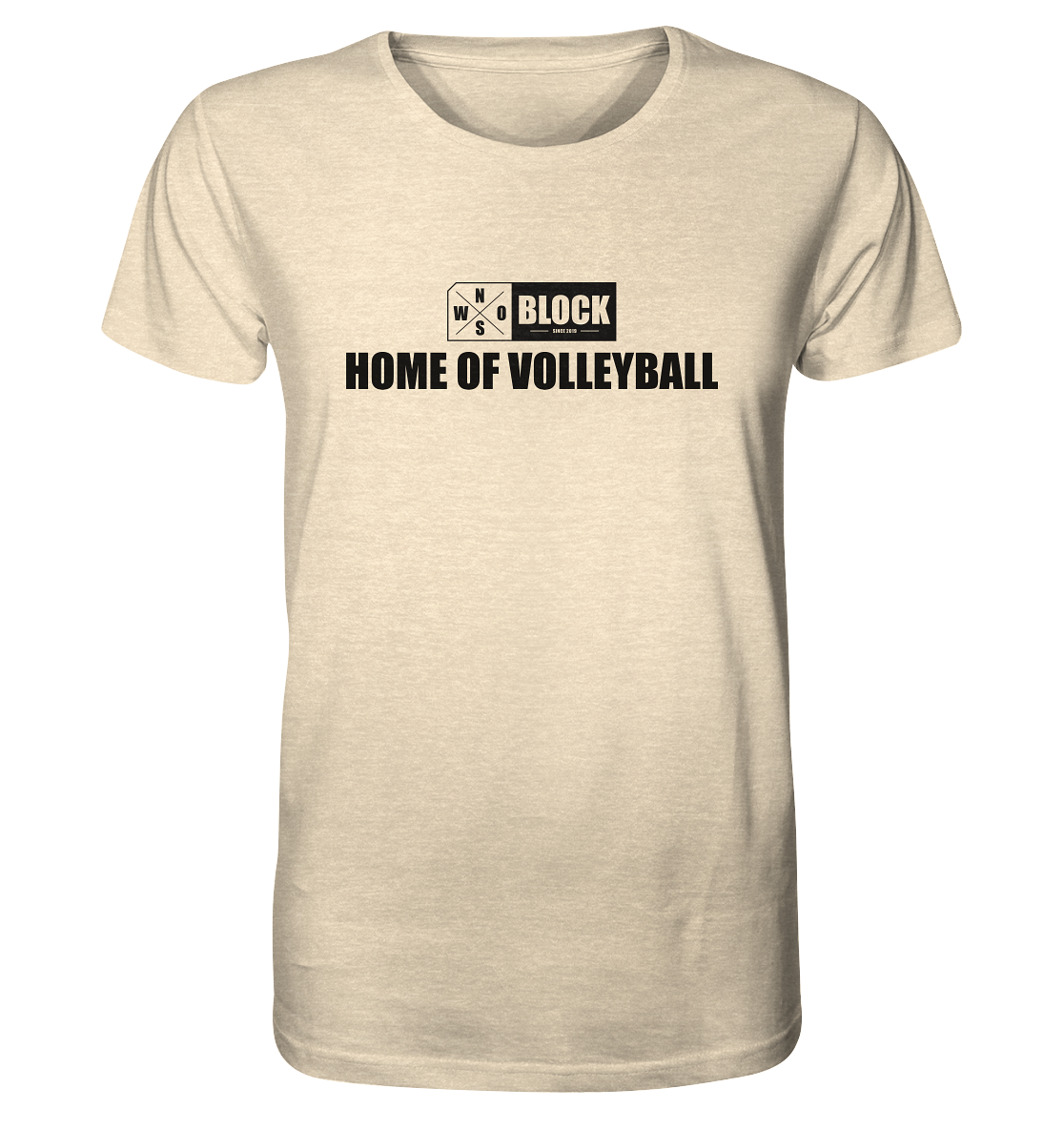 N.O.S.W. BLOCK Shirt "HOME OF VOLLEYBALL" Männer Organic Rundhals T-Shirt natural raw