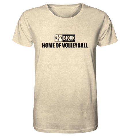 N.O.S.W. BLOCK Shirt "HOME OF VOLLEYBALL" Männer Organic Rundhals T-Shirt natural raw