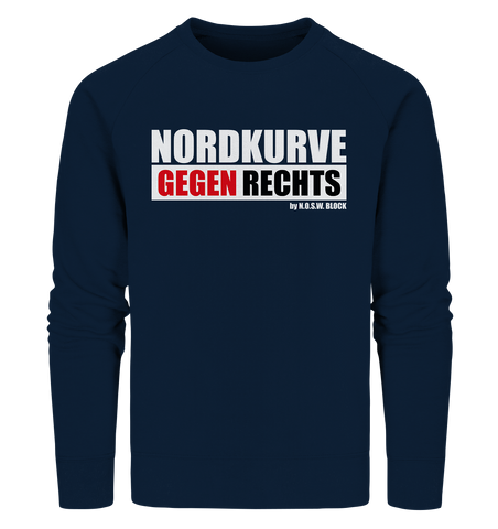 N.O.S.W. BLOCK Gegen Rechts Sweater "NORDKURVE GEGEN RECHTS" Männer Organic Sweatshirt navy