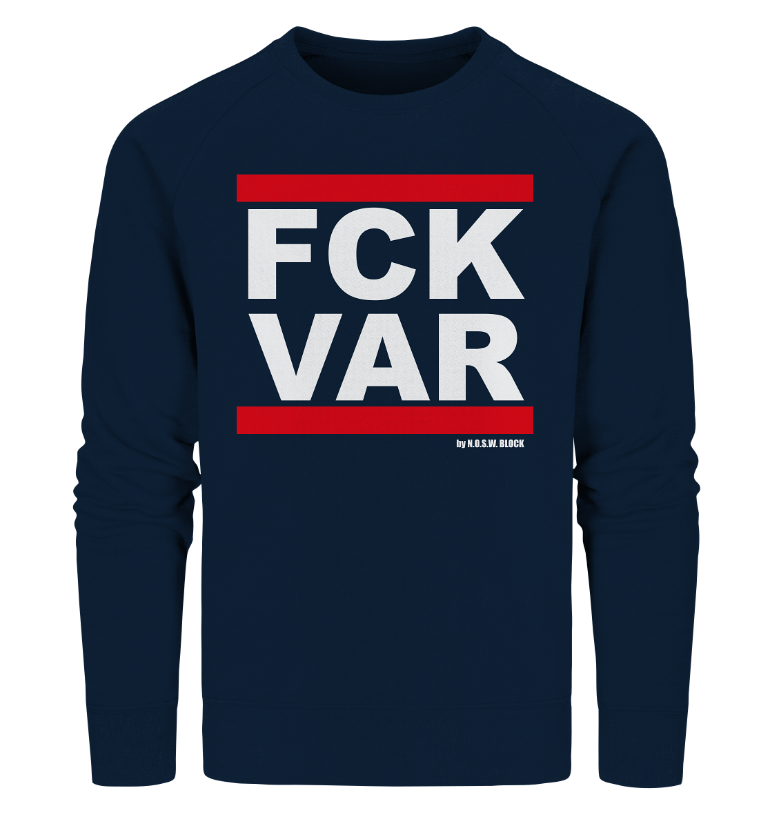 N.O.S.W. BLOCK Fanblock Sweater "FCK VAR" Männer Organic Sweatshirt navy