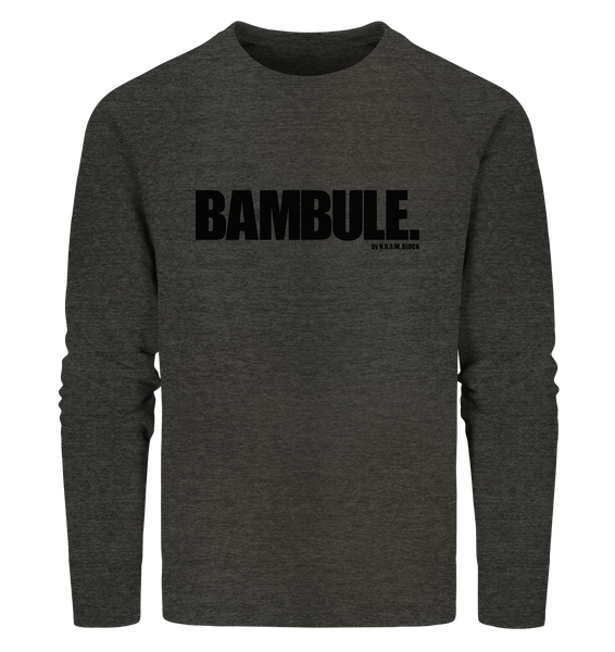 N.O.S.W. BLOCk Fanblock Sweater "BAMBULE." Organic Sweatshirt dark heather grau