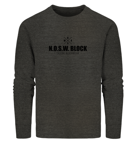 N.O.S.W. BLOCK Sweater "CREW NULL40" Männer Organic Sweatshirt dark heather grau