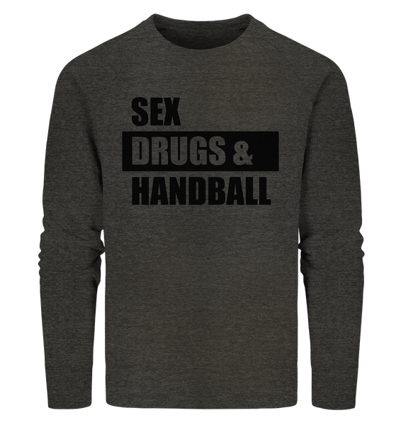 N.O.S.W. BLOCK Fanblock Sweater "SEX, DRUGS & HANDBALL" Männer Organic Sweatshirt dark heather grau