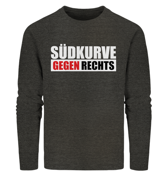 N.O.S.W. BLOCK Gegen Rechts Sweater "SÜDKURVE GEGEN RECHTS" Männer Organic Sweatshirt dark heather grau