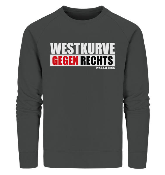 N.O.S.W. BLOCK Gegen Rechts Sweater "WESTKURVE GEGEN RECHTS" Männer Organic Sweatshirt anthrazit