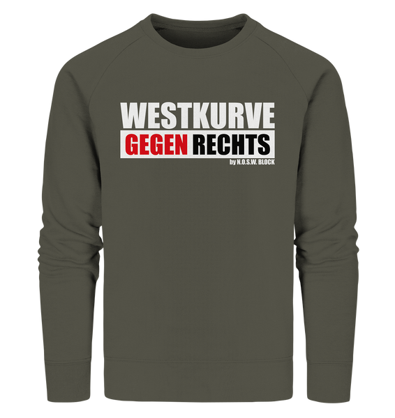 N.O.S.W. BLOCK Gegen Rechts Sweater "WESTKURVE GEGEN RECHTS" Männer Organic Sweatshirt khaki