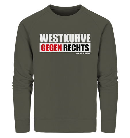 N.O.S.W. BLOCK Gegen Rechts Sweater "WESTKURVE GEGEN RECHTS" Männer Organic Sweatshirt khaki