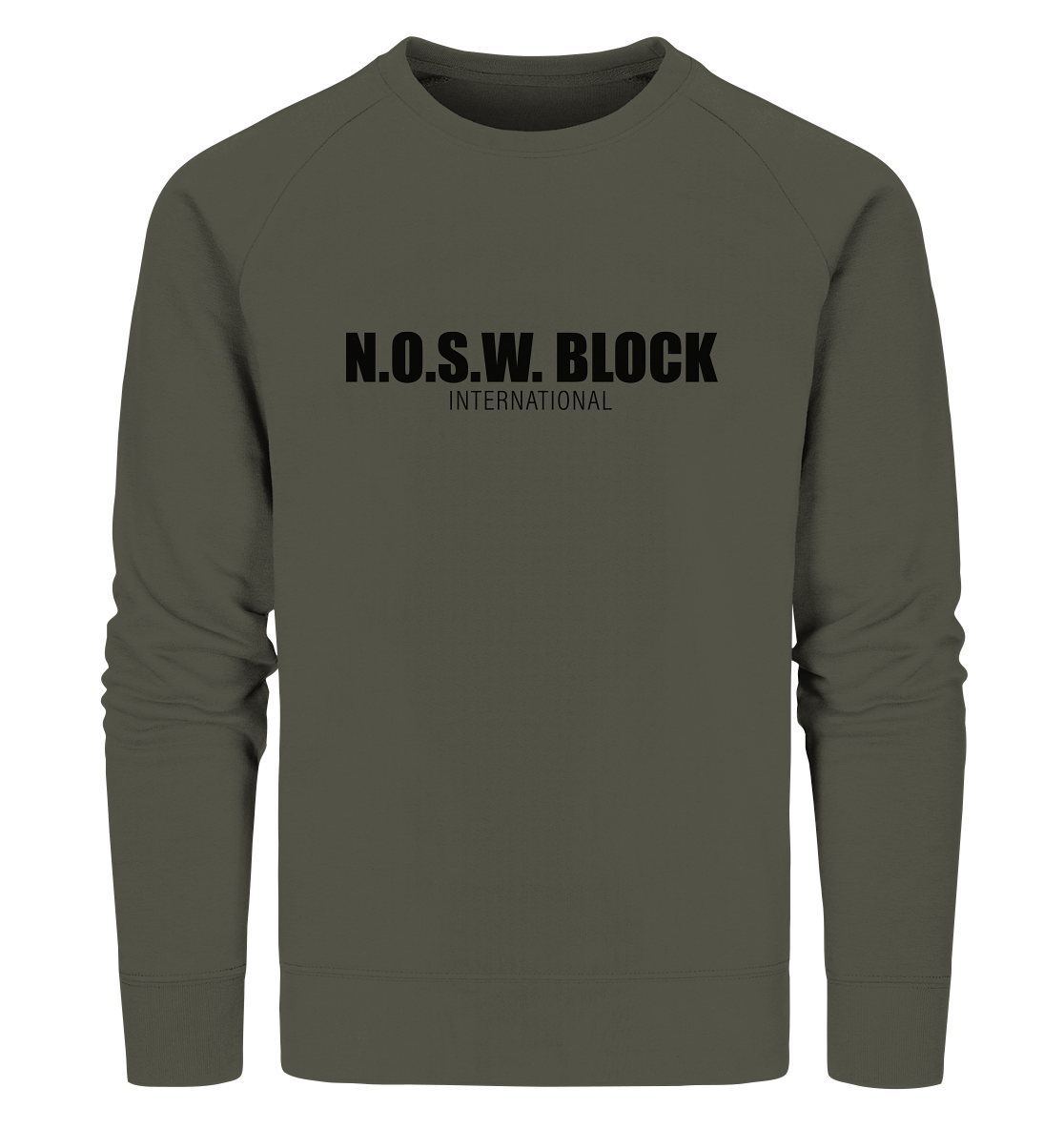 N.O.S.W. BLOCK Sweater "N.O.S.W. BLOCK INTERNATIONAL" Männer Organic Sweatshirt khaki