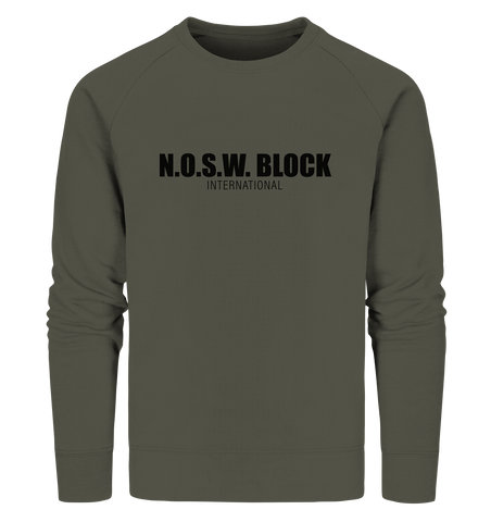 N.O.S.W. BLOCK Sweater "N.O.S.W. BLOCK INTERNATIONAL" Männer Organic Sweatshirt khaki