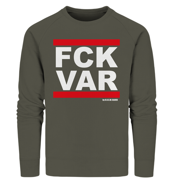 N.O.S.W. BLOCK Fanblock Sweater "FCK VAR" Männer Organic Sweatshirt khaki