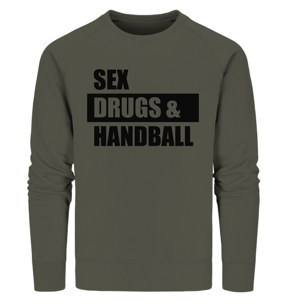 N.O.S.W. BLOCK Fanblock Sweater "SEX, DRUGS & HANDBALL" Männer Organic Sweatshirt khaki