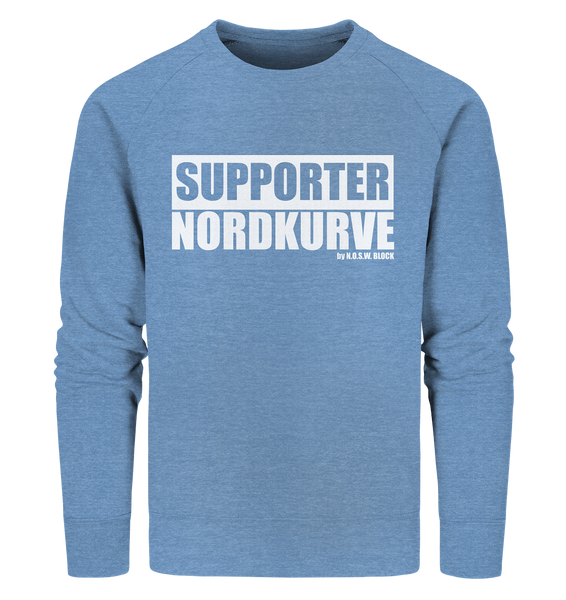 N.O.S.W. BLOCK Fanblock Sweater "SUPPORTER NORDKURVE" Männer Organic Sweatshirt mid heather blau