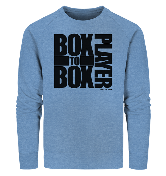 N.O.S.W. BLOCK Fanblock Sweater "BOX TO BOX PLAYER" Männer Organic Sweatshirt mid heather blau