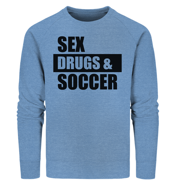 N.O.S.W. BLOCK Fanblock Sweater "SEX, DRUGS & SOCCER" Männer Organic Sweatshirt mid heather blau