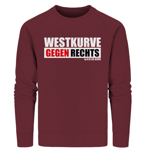 N.O.S.W. BLOCK Gegen Rechts Sweater "WESTKURVE GEGEN RECHTS" Männer Organic Sweatshirt weinrot