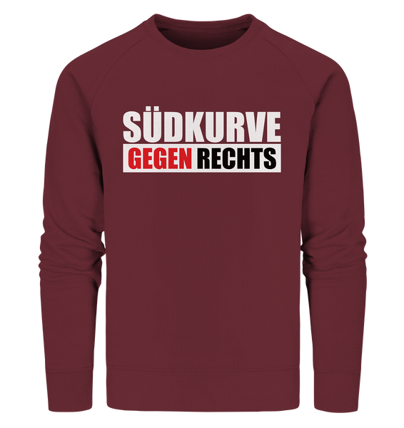 N.O.S.W. BLOCK Gegen Rechts Sweater "SÜDKURVE GEGEN RECHTS" Männer Organic Sweatshirt weinrot