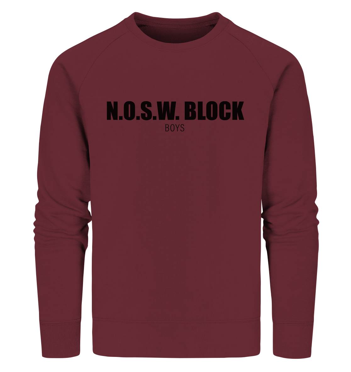 N.O.S.W. BLOCK Sweater "N.O.S.W. BLOCK BOYS" Männer Organic Sweatshirt weinrot