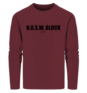 N.O.S.W. BLOCK Sweater "N.O.S.W. BLOCK BOYS" Männer Organic Sweatshirt weinrot