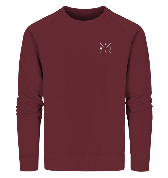 N.O.S.W. BLOCK Sweater "N.O.S.W. ICON" @ Front & Back Männer Organic Sweatshirt weinrot