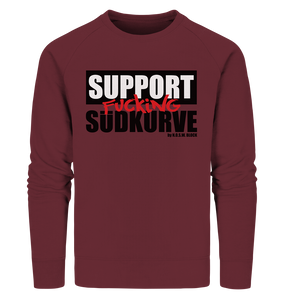 N.O.S.W. BLOCK Fanblock Sweater "SUPPORT FUCKING SÜDKURVE" Männer Organic Sweatshirt weinrot