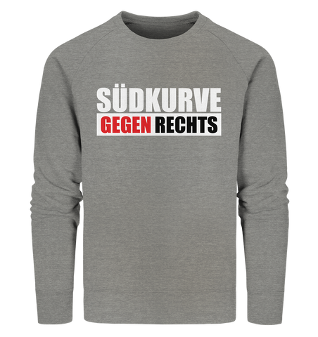 N.O.S.W. BLOCK Gegen Rechts Sweater "SÜDKURVE GEGEN RECHTS" Männer Organic Sweatshirt mid heather grau