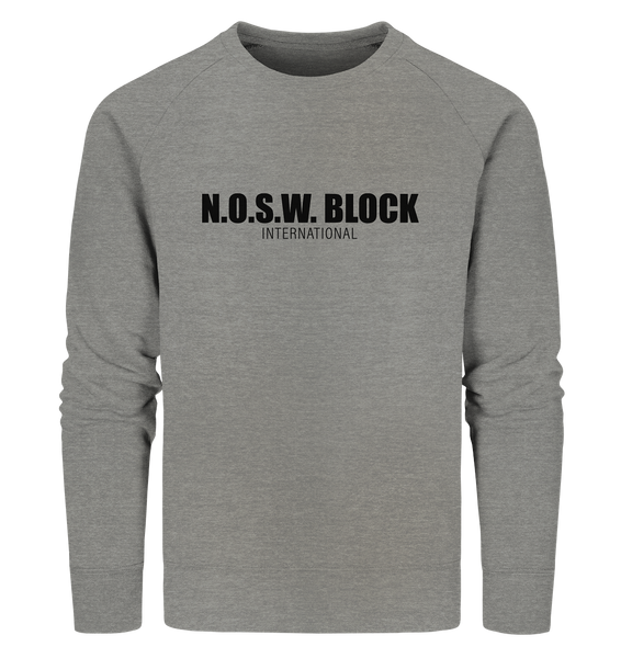 N.O.S.W. BLOCK Sweater "N.O.S.W. BLOCK INTERNATIONAL" Männer Organic Sweatshirt mid heather grau