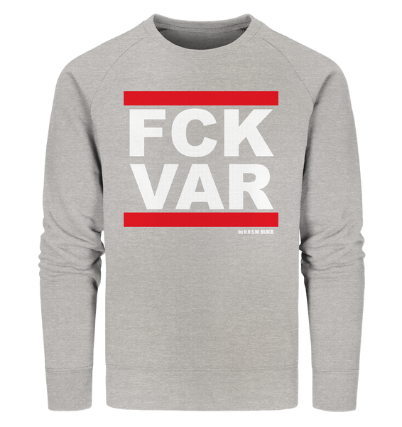 N.O.S.W. BLOCK Fanblock Sweater "FCK VAR" Männer Organic Sweatshirt heather grau