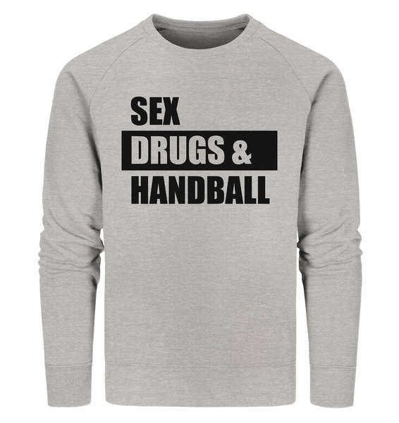 N.O.S.W. BLOCK Fanblock Sweater "SEX, DRUGS & HANDBALL" Männer Organic Sweatshirt heather grau