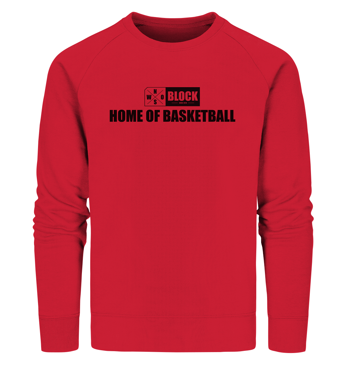 N.O.S.W. BLOCK Sweater "HOME OF BASKETBALL" Männer Organic Sweatshirt rot