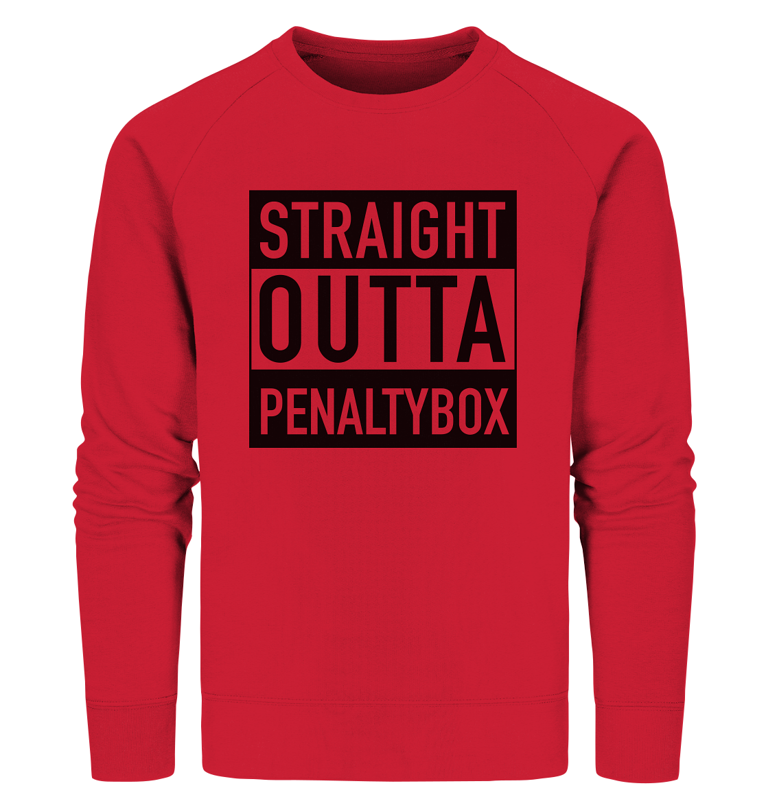 N.O.S.W. BLOCK Sweater "STRAIGHT OUTTA PENALTY BOX" Männer Organic Sweatshirt rot